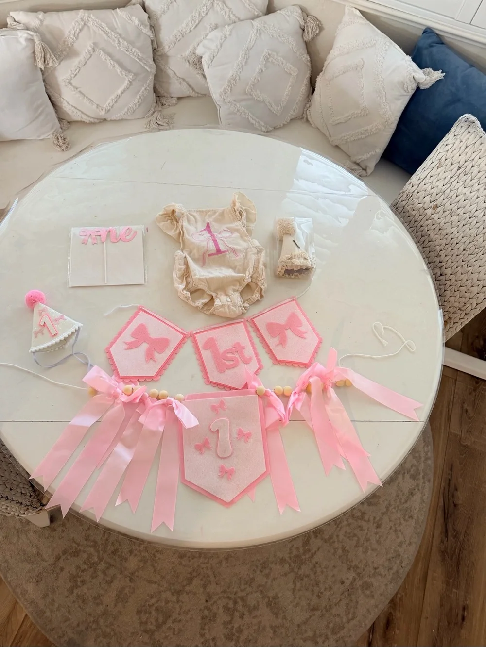 1st Birthday Pink Banner and Party Set - Baby Girl Party Decor